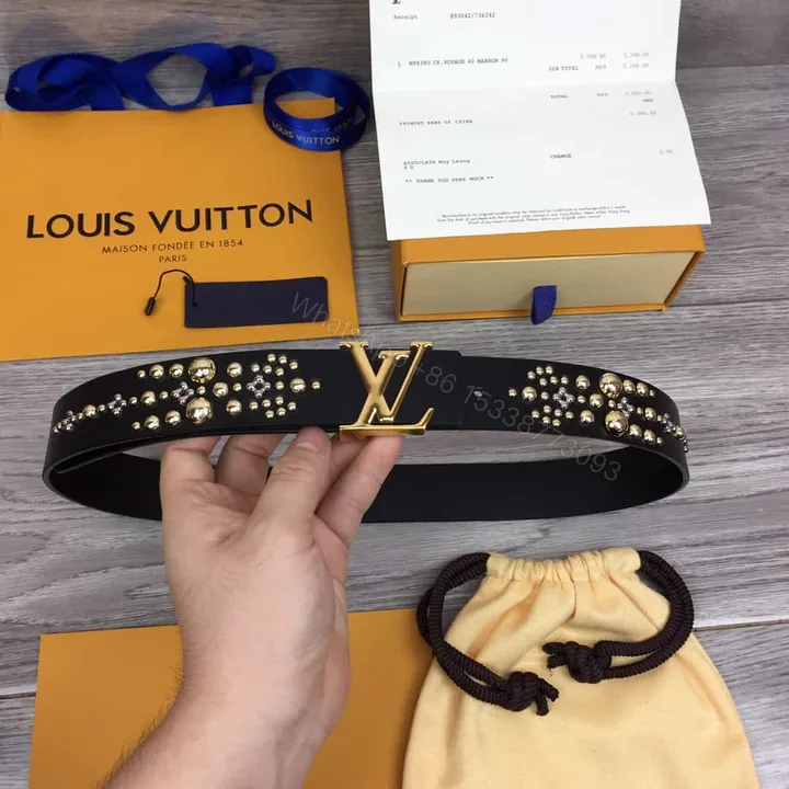View 1 of LOUIS VUITTON CALF LEATHER LV ICONIC 35MM BELT – B122