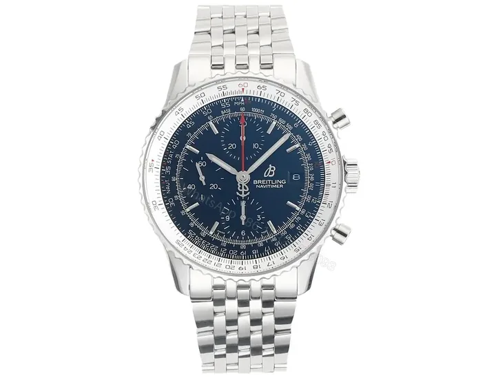 View 1 of OM Factory Breitling Navitimer Chronograph Watch – 43mm, Stainless Steel, Blue Dial, Pilot Style