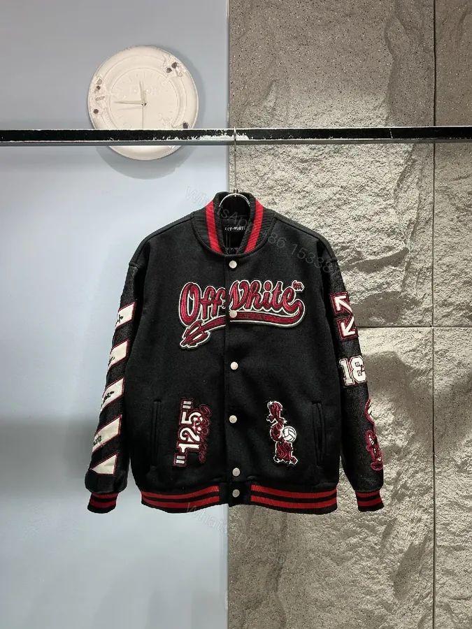 View 1 of Premium Wool-Blend Varsity Jacket with Embroidery Detail