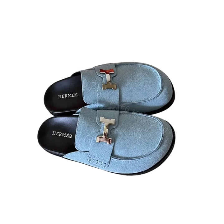 View 1 of HERMÈS GO MULE H SANDAL IN BLUE