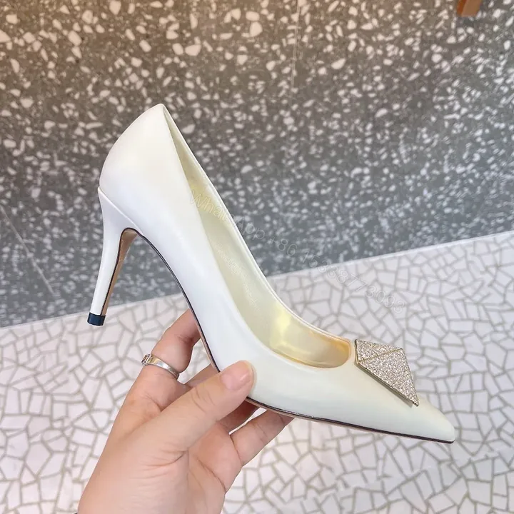 View 1 of Valentino Women White Leather Rhinestone Embellished Heels