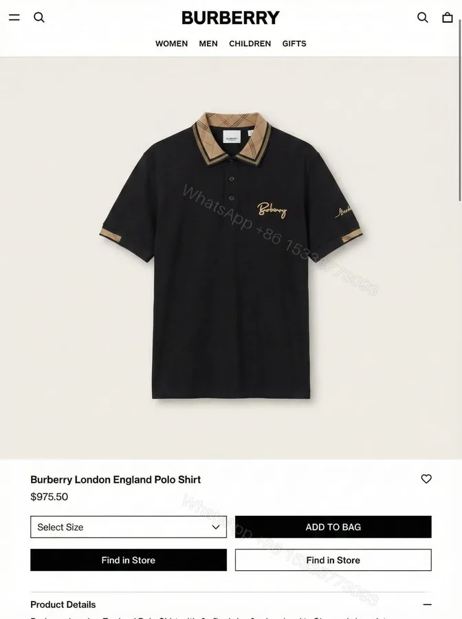 View 1 of FIRST COPY BURBERRY OFFICE WEAR IMPORTED SUMMER POLO T-SHIRT