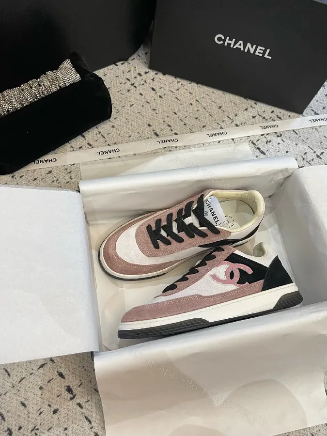 View 1 of Soft Pink Suede & Leather Luxury Sneaker – Mixed Textures, Low-Profile Comfort