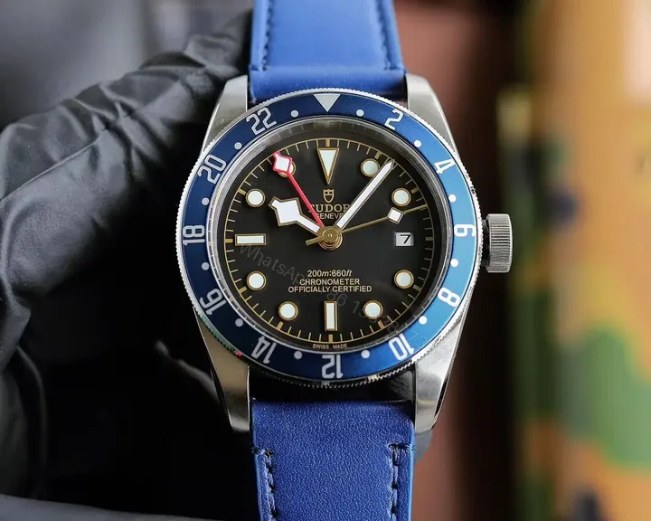 View 1 of Tudor Blue GMT Watch Black Dial Blue Leather Strap Ultimate 42MM TUDOR-BB-GMT-42-BLK-BLU-LEATHER