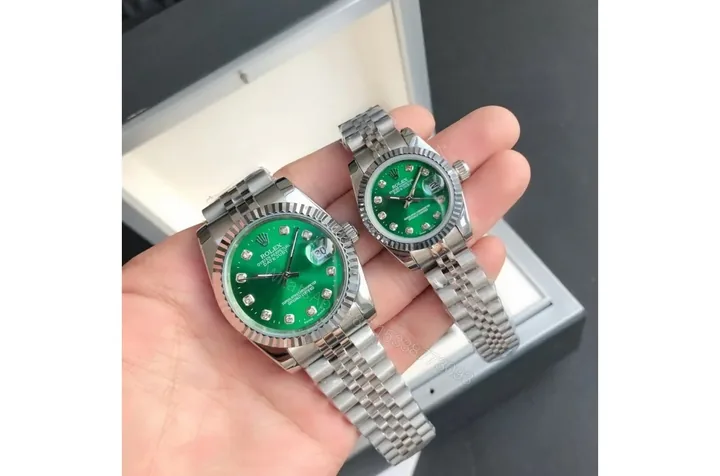 View 1 of Replica Rolex Datejust SS/SS Jub Green/Dia 36/28 mm