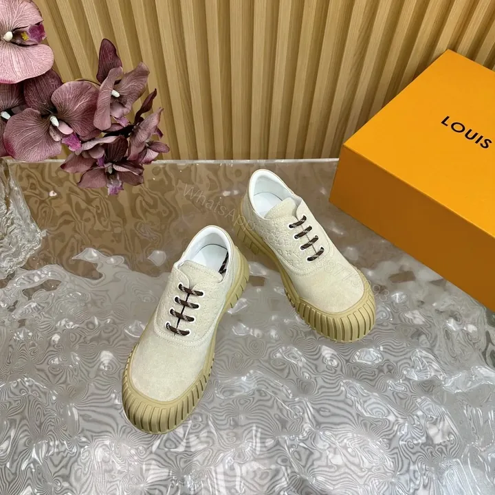 View 1 of LV Women Beige Suede Casual Sneakers