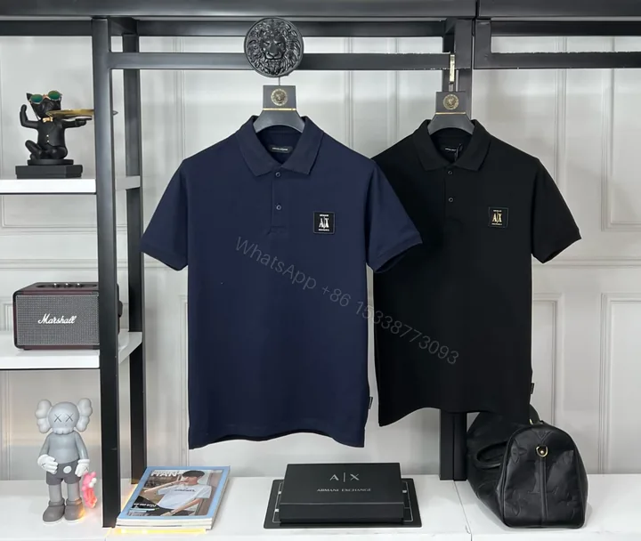 View 1 of Armani Very Premium Nylon Polo Blue Black First Copy | AAA+ Replica