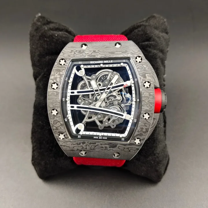 View 1 of Richard Mille RM61-01 Yohan Blake Grey Edition Watch Red Strap NTPT Carbon Fiber Skeleton Automatic Premium Edition RM-RM61-01-YB-RED-NTPT