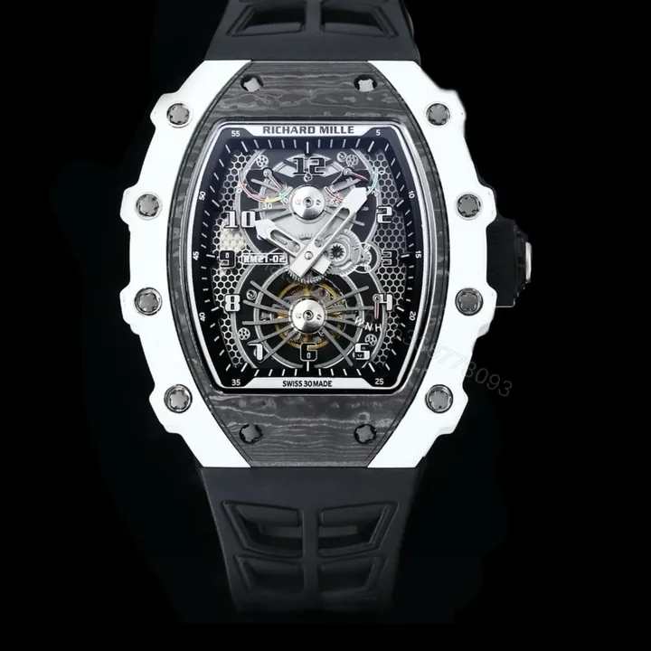 View 1 of Richard Mille RM21-01 Automatic Skeleton Watch 40MM Black Carbon Fiber Case Premium Edition RM-RM21-01-BLK-CARBON-40