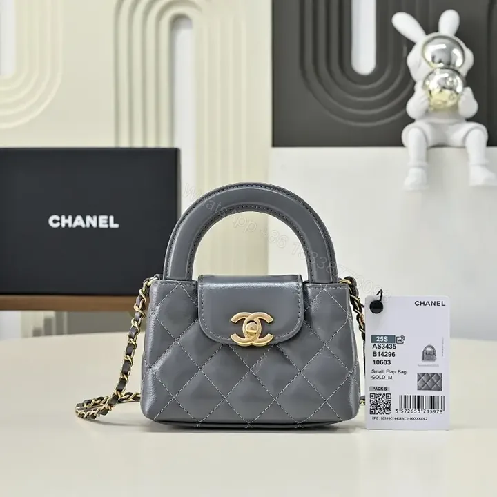 View 1 of Quilted Leather Mini Bag with Gold Turn-Lock, Compact Style