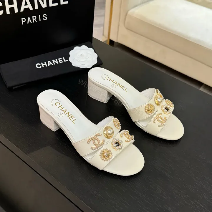 View 1 of Embellished Block Heel Mules - Luxury Comfort, Open-Toe, Mid Heel
