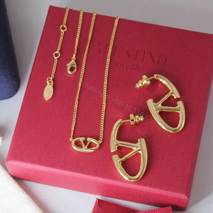 View 1 of Valentino Garavani Signature V Logo Pendant Chain Earring