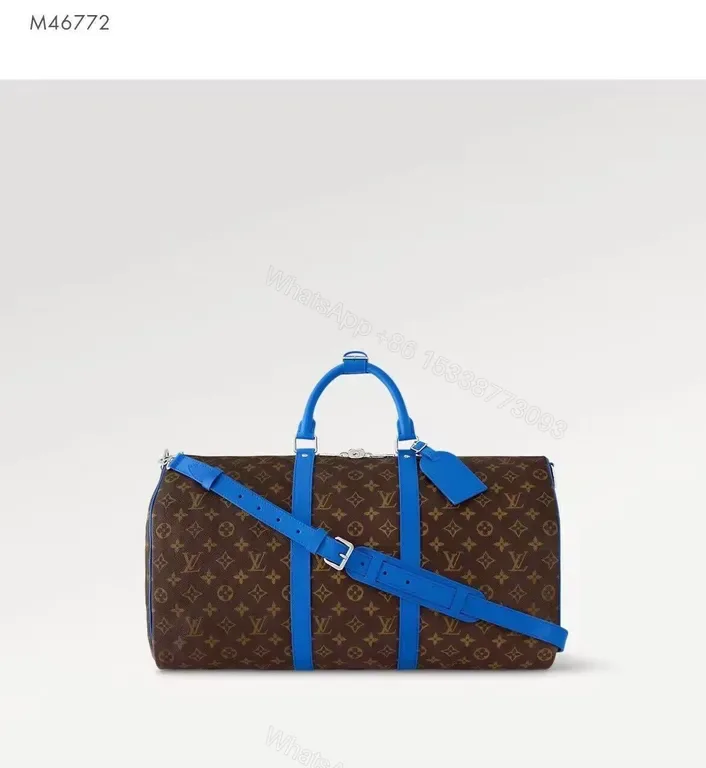 View 1 of Bold Monogram Duffle: Electric Blue Trim Travel Bag