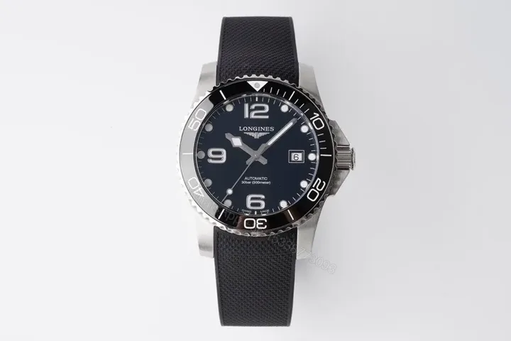 View 1 of Longines Conquest Black Dial Automatic Watch with Stainless Steel Case and Rubber Strap