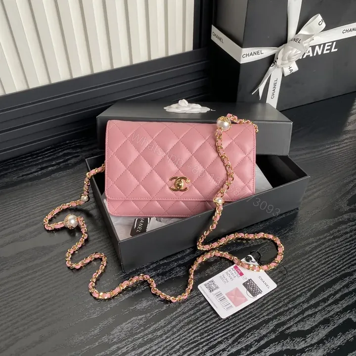 View 1 of Chic Pink Quilted Satchel with Gold Chain