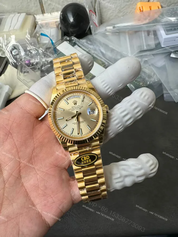 View 1 of Rolex Day-Date M228238-0003 1:1 Replica Gold Dial 40MM 3255 Movement Presidential Bracelet Super Clone Watch