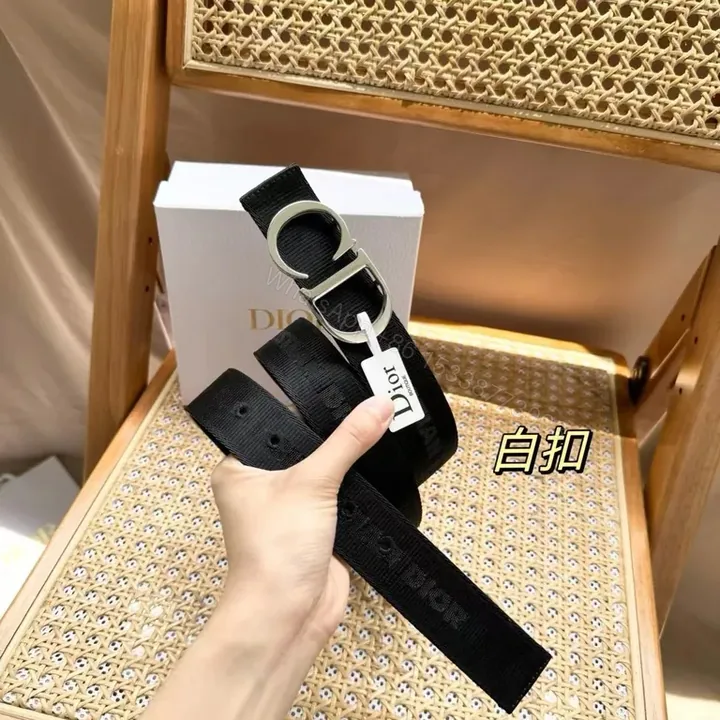 View 1 of Bold Black Belt with Signature Hardware - Dior-Inspired Class