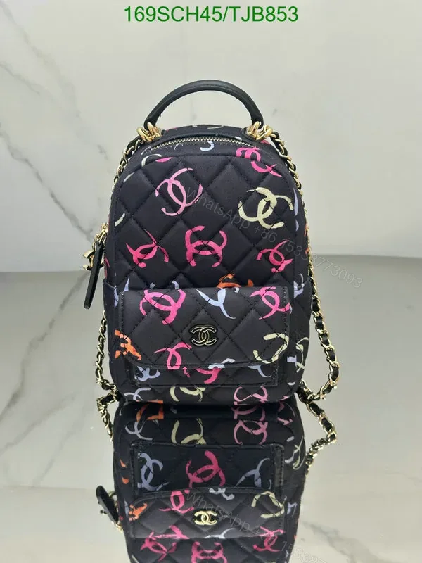 View 1 of Chanel Mini Backpack in Black Canvas and Leather PR7531