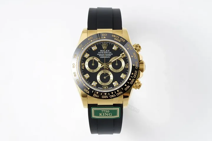 View 1 of BL Factory Clean Factory KING Rolex Daytona Gold Black Rubber Strap