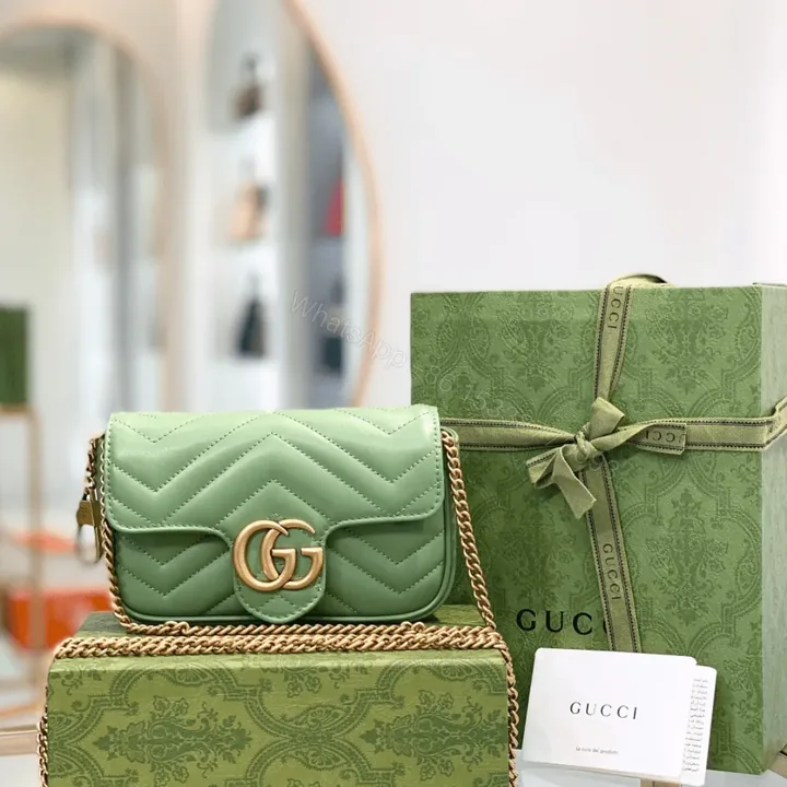 View 1 of Gucci Marmont Women’s Super Handbag Avocado Color 22cm