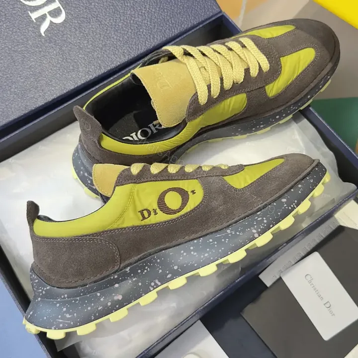 View 1 of Yellow-Gray Suede Trail Runner w/ Neon Laces (Dior-inspired)
