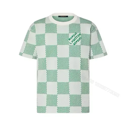 View 1 of Lv Damier Knitted Short-Sleeved Crewneck