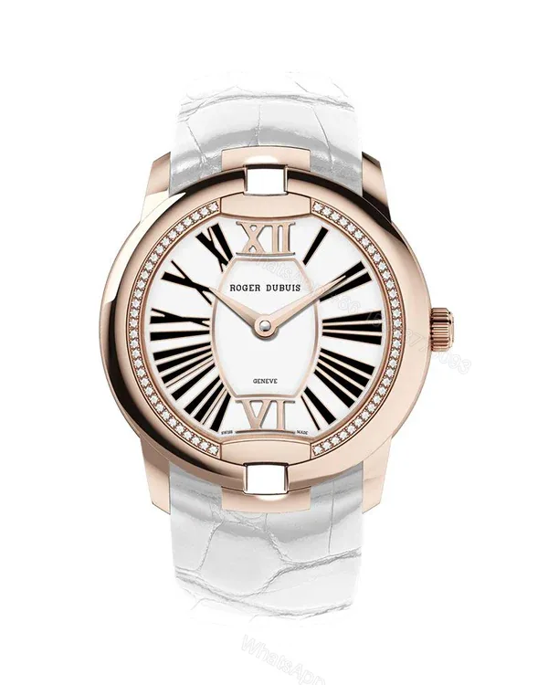 View 1 of Roger Dubuis Velvet 36mm Rose Gold White Leather Strap