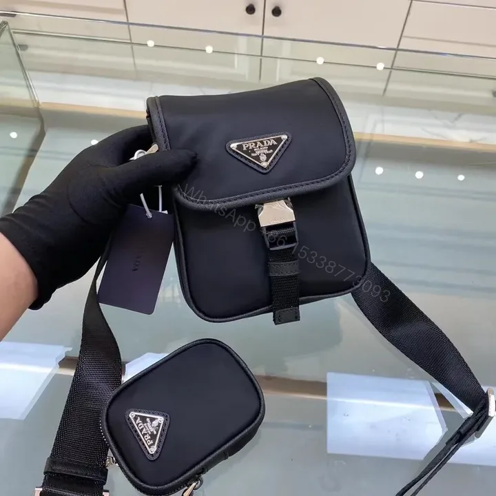 View 1 of Prada Black Nylon Crossbody: Compact Designer Chic