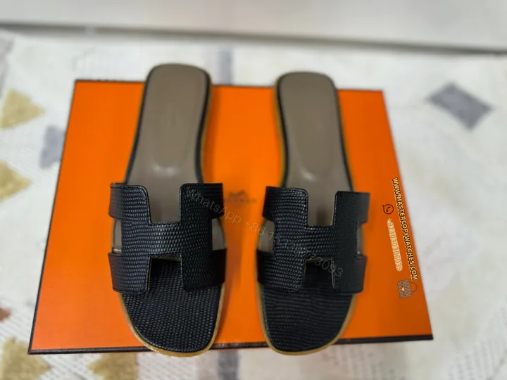 View 1 of Hermes Ladies Sandals Flat Oran Black