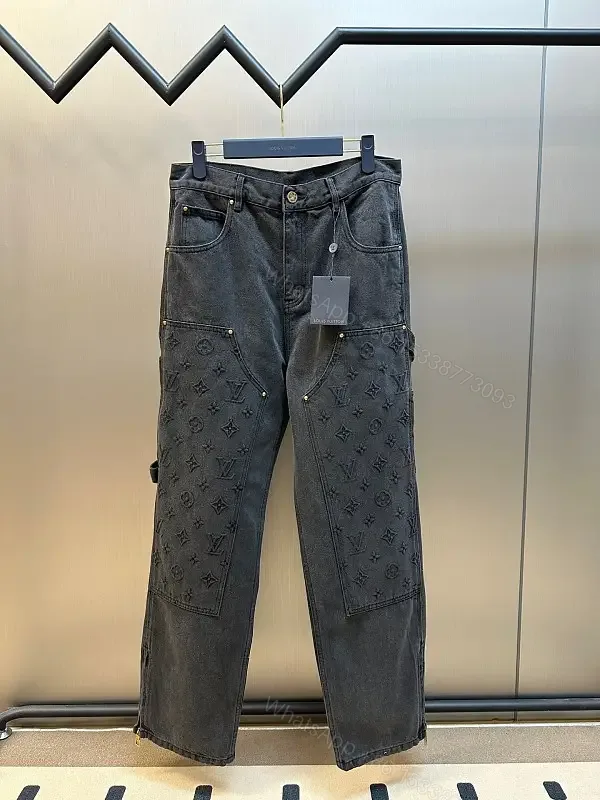 View 1 of Dark-Wave Denim Pant: Premium Monogram Texture, Modern Fit