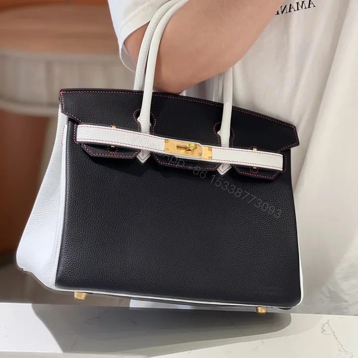 View 1 of Hermes Birkin 30 Black/White Togo leather Gold Hardware