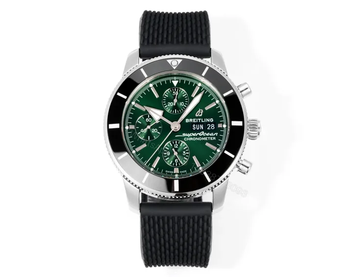View 1 of Breitling Superocean Heritage Green Chronograph Replica 42MM Premium Rubber Strap Edition AB01621A1L1S1