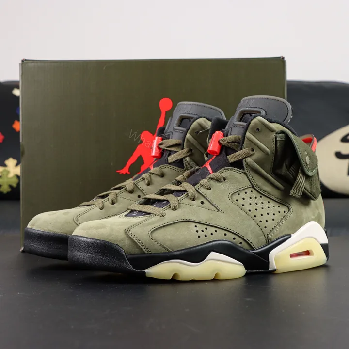 View 1 of Travis Scott x Air Jordan 6 medium olive Reps