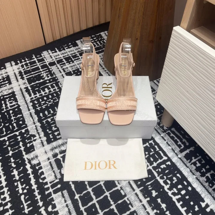 View 1 of 高仿Dior*Dway系列KDQ895一字高跟刺繡涼鞋裸色免檢版