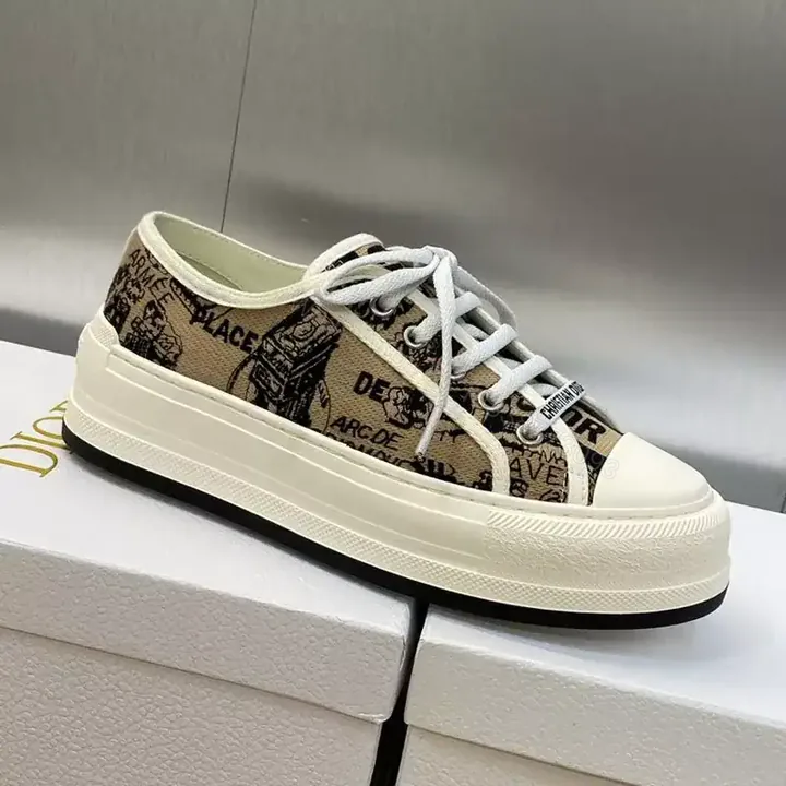 View 1 of WALK’N’DIOR PLATFORM SNEAKERS UNISEX PLAN DE PARIS EMBROIDERED BEIGE – CD184