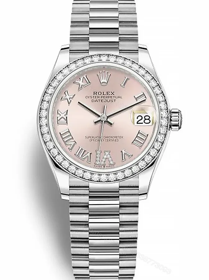 View 1 of Replica Rolex Datejust Pink set with diamonds Dial 278384RBR 31 mm