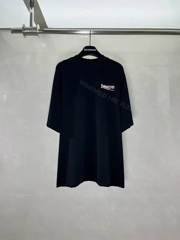 View 1 of Black Cotton Loose Tee Logo Crewneck Short-Sleeve T-Shirt