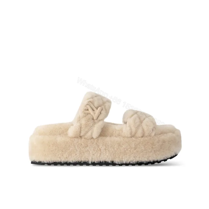 View 1 of LOUIS VUITTON LV SUNSET PLATFORM COMFORT MULE SHEARLING NATURAL 1ACTVF