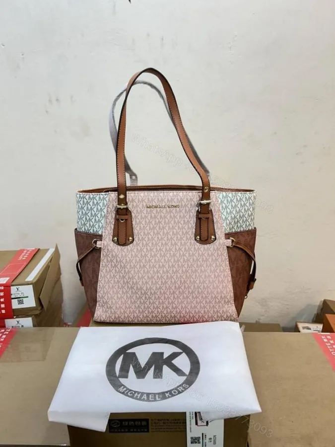 View 1 of First Copy Michael Kors Ladies Signature Tote Bag Brown Premium Handbag