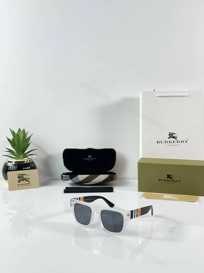 View 1 of First Copy Burberry White Square Unisex Sunglasses UV Protection Premium Quality Trending Style