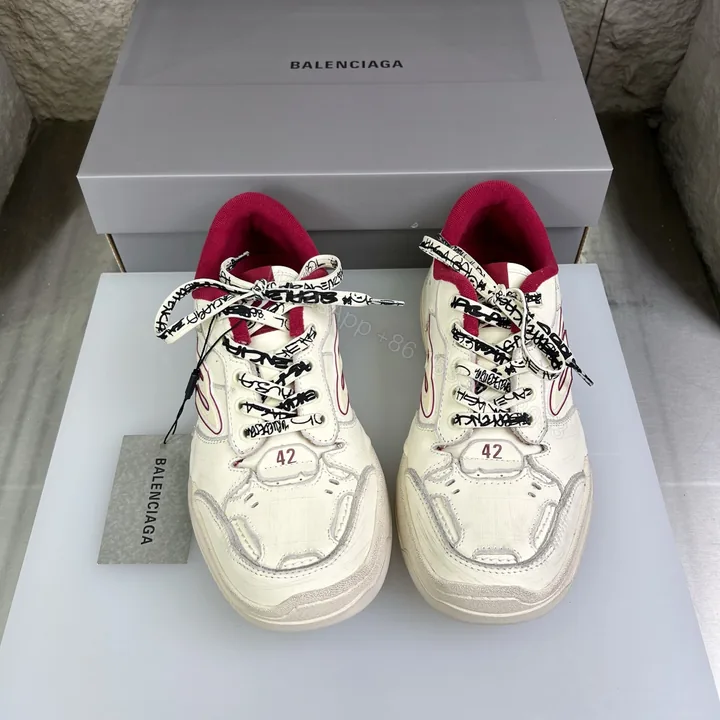 View 1 of Balenciaga A貨復刻滑板鞋 女款酒紅拼接設計 潮流時尚百搭鞋