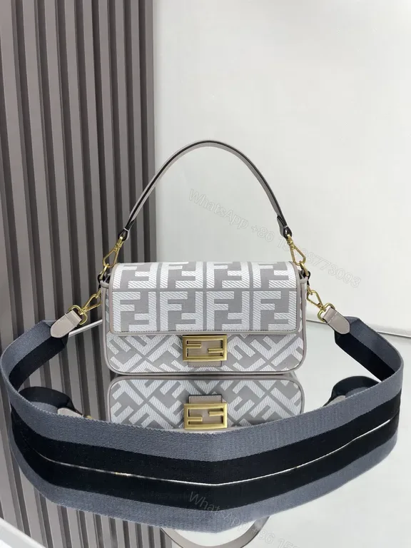 View 1 of Gray Monogram Mini Bag: Luxe Pattern, Gold Hardware, Crossbody