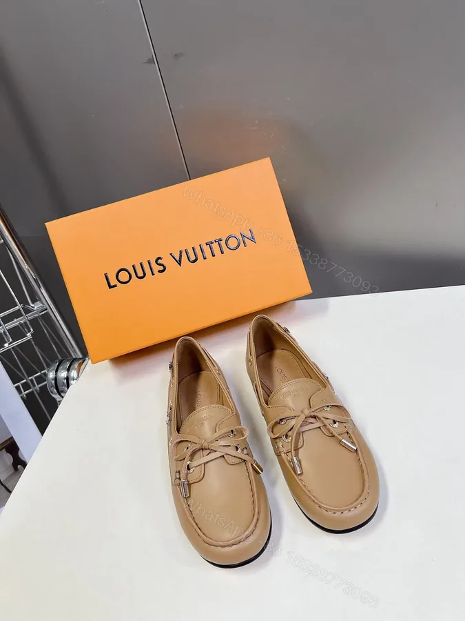 View 1 of LV Women Beige Leather Loafers