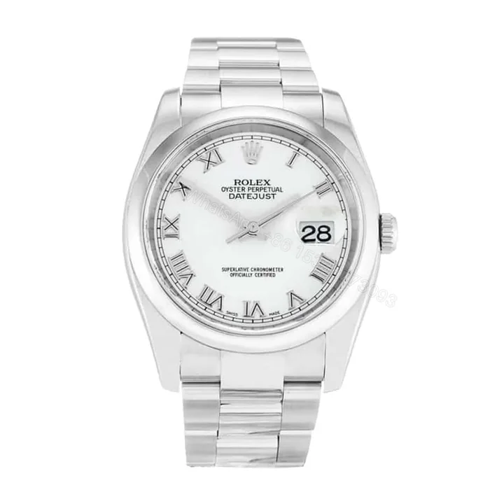 View 1 of Rolex Datejust 116200 Super Clone : Steel Smooth Bezel White Dial 36mm