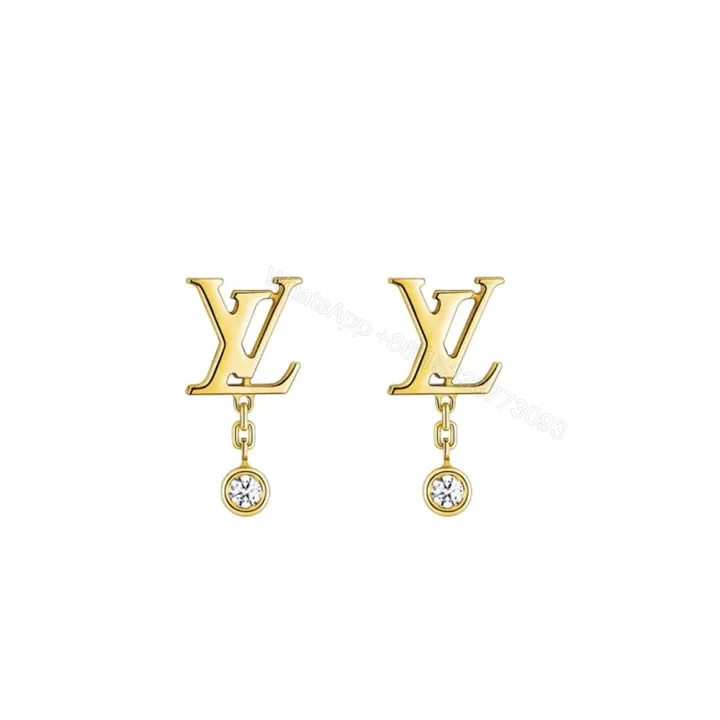 View 1 of Louis Vuitton Gold And Diamond Earrings Q96495