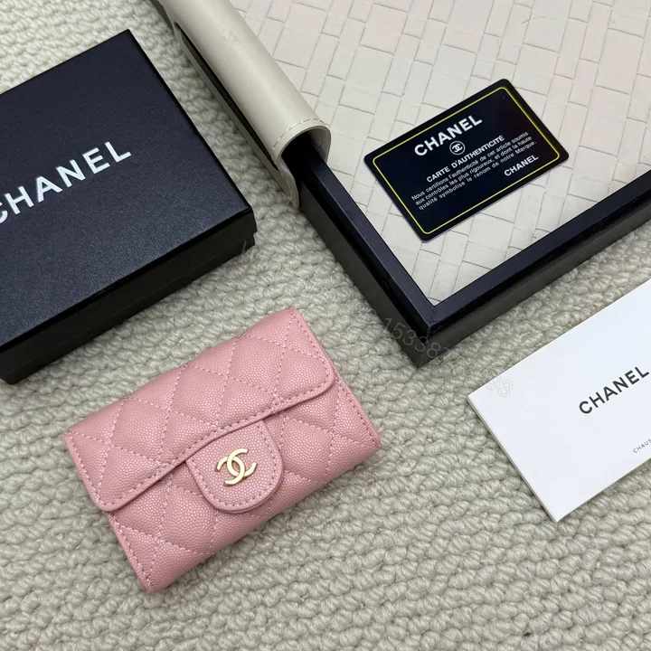 View 1 of Chanel高仿粉裸色短夾 淡雅配色女生日常百搭小皮夾