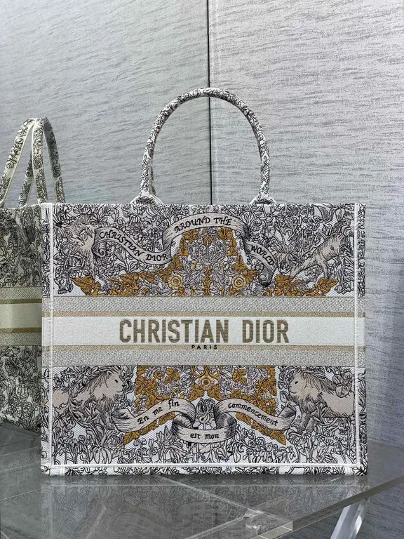 View 1 of Bold Textured Carrier Tote: Multi-Texture Dior Print