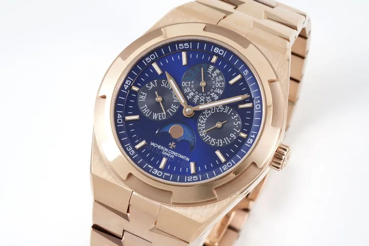 View 1 of JJ Factory Vacheron Constantin Overseas Perpetual Calendar 4300V Rose Gold Watch with Blue Dial and Interchangeable Strap System