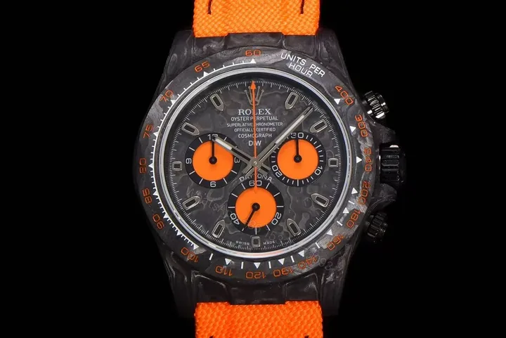 View 1 of Replica DiW Rolex Cosmograph Daytona All Carbon Orange Edition