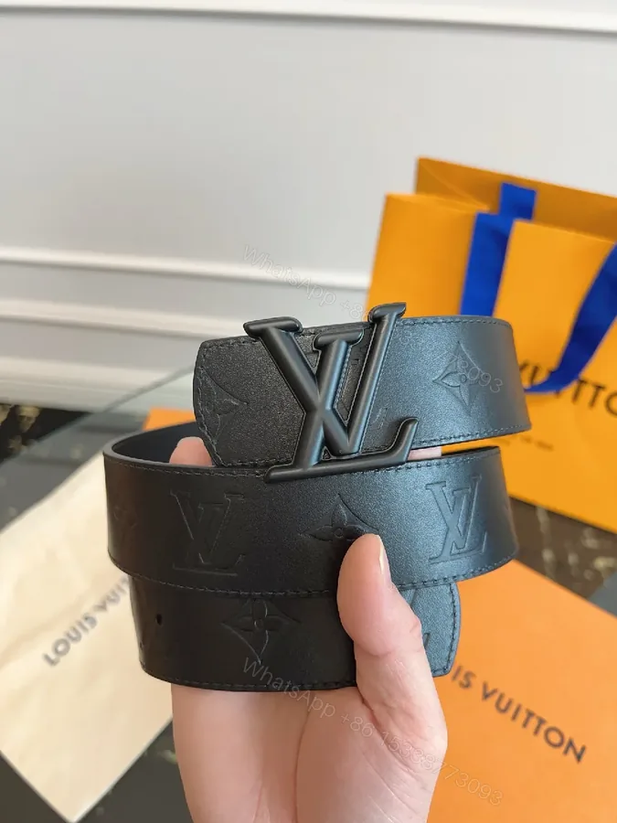 View 1 of Black Monogram Belt: Signature Buckle, Full-Grain Leather